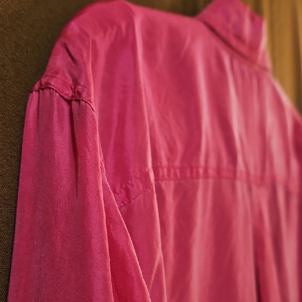 VTG Pink Silk Button-Up Shirt - Picture 14 of 14
